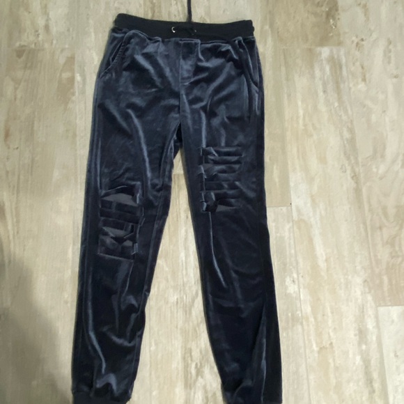 Velour Joggers (Navy Blue) - Picture 1 of 2